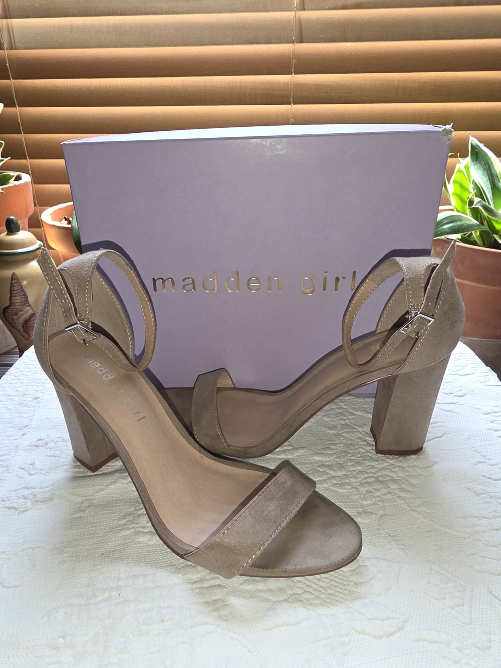 Madden Girl Suede Ankle-Strap Block Heels